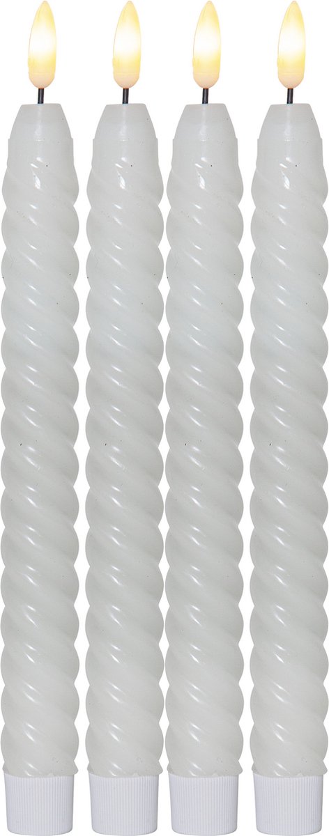 Star Trading LED-kaarsen met timerfunctie | LED-kaarsen wit | LED-kaarsen flikkerende vlam | LED-kaars met timer | Kaarsen decoratie | gedraaide kandelaars | Kaarsen Set van 4 | Decoratieve kaarsen | Kaarsen LED